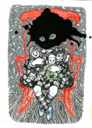 Little Mummy 1_ (The_Chair) -  2011, akvarel og filtpen på papir, 38 x 30 cm. 